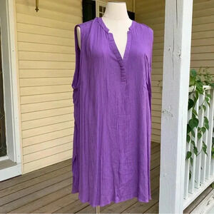 NWT Ashley Stewart Sleeveless Gauze Chive Blossom Dress Purple Plus Size 32 New